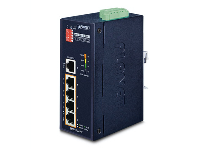 foto noticia Switch industrial compacto IGS-504PT con cuatro puertos PoE Plus para entornos adversos.